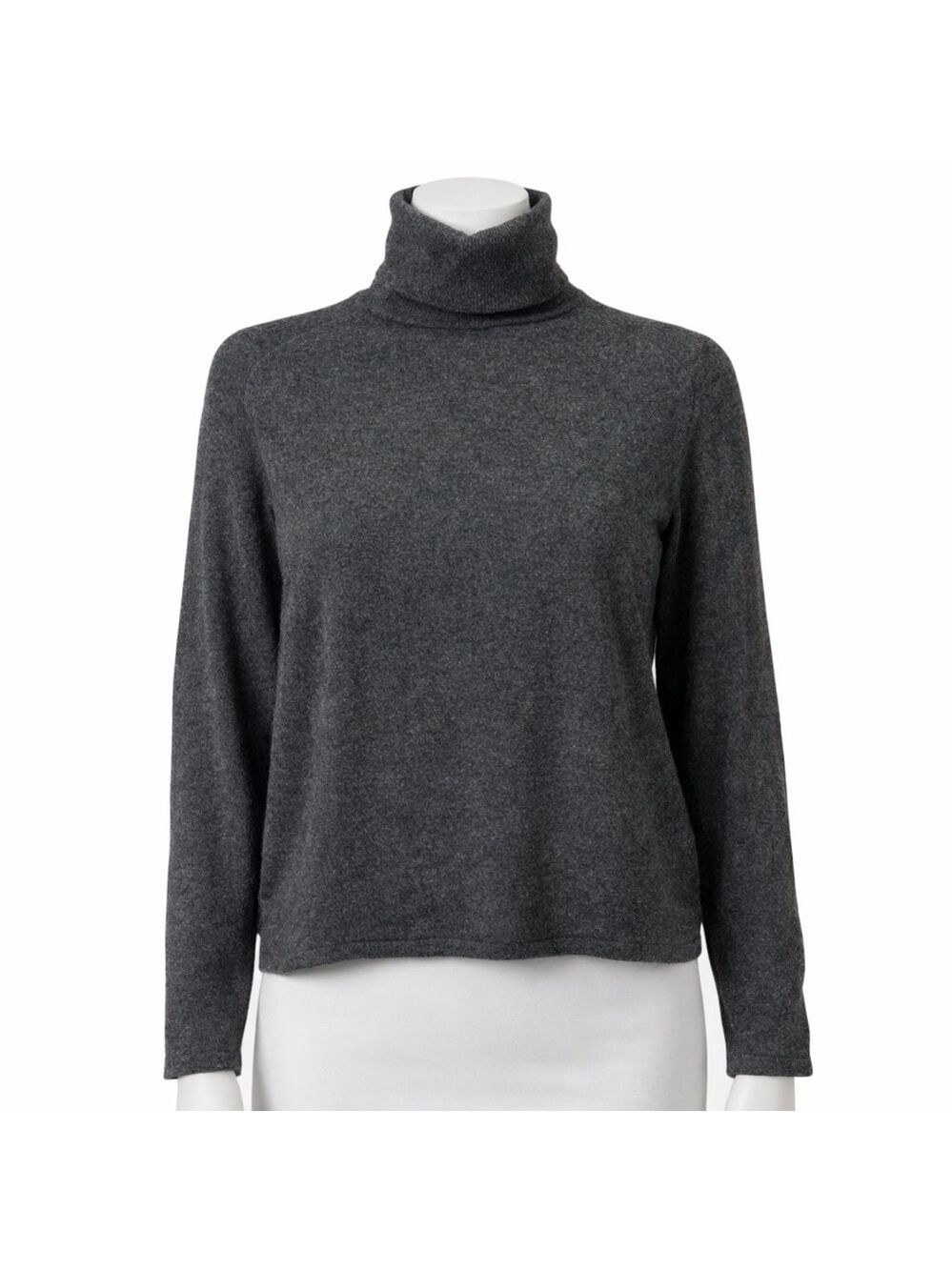 Valerie Stevens Two Ply Cashmere Gray Turtleneck Sweater Women’s Size Large